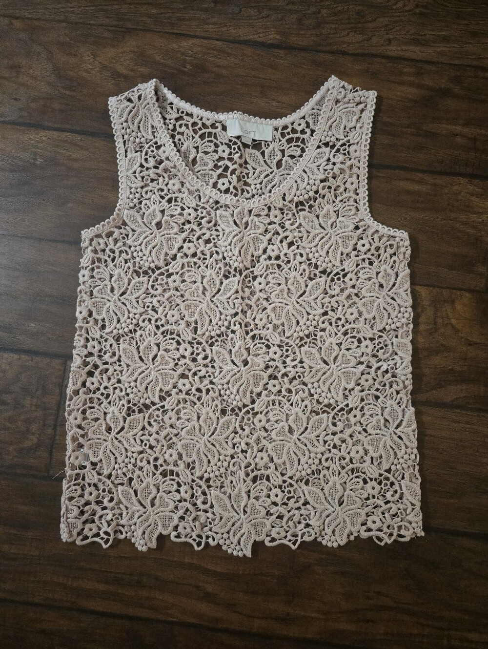 Anna Taylor LOFT Blush Crochet Floral Lace Tank Size S